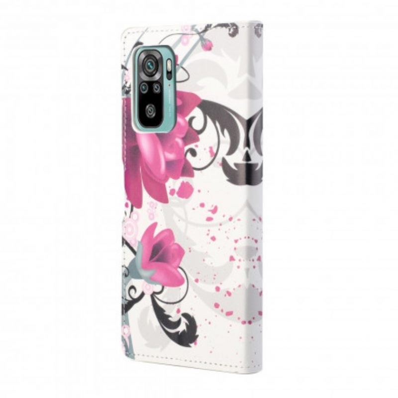 Folio-hoesje voor Xiaomi Redmi 10 Tropische Bloemen