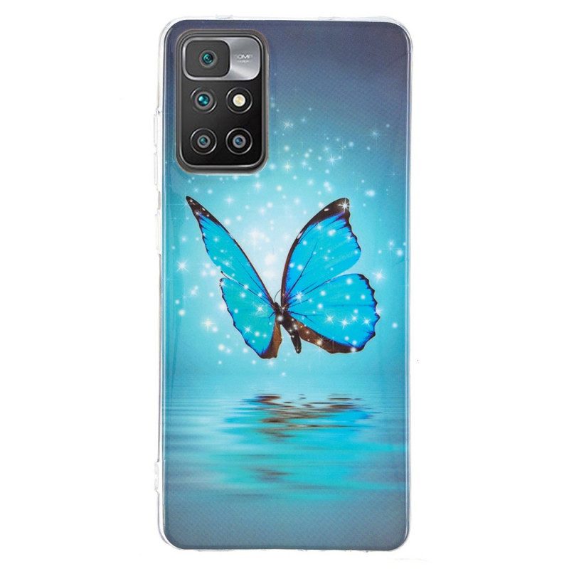 Hoesje voor Xiaomi Redmi 10 Fluorescerende Blauwe Vlinder