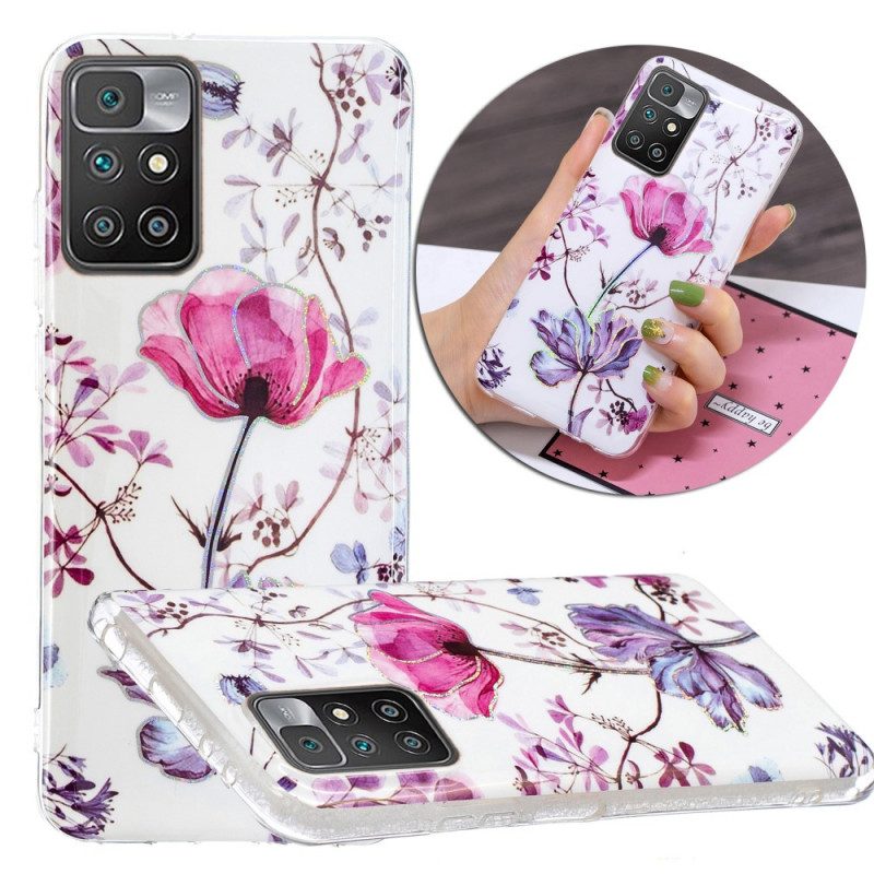 Hoesje voor Xiaomi Redmi 10 Gemarmerde Bloemen