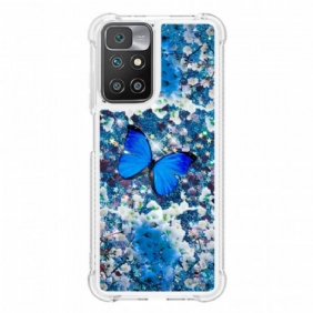 Hoesje voor Xiaomi Redmi 10 Glitter Blauwe Vlinders