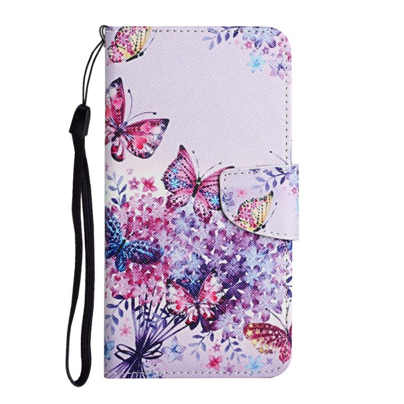 Leren Hoesje voor Xiaomi Redmi 10 Boeket Bloemen En Vlinders