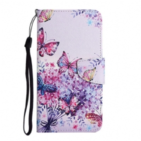 Leren Hoesje voor Xiaomi Redmi 10 Boeket Bloemen En Vlinders