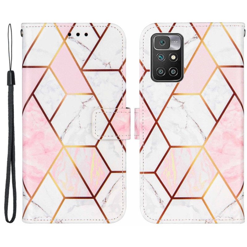 Leren Hoesje voor Xiaomi Redmi 10 Geometrisch Marmer