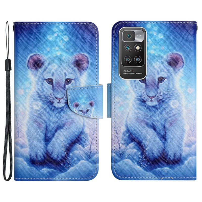 Leren Hoesje voor Xiaomi Redmi 10 Sneeuw Tijger