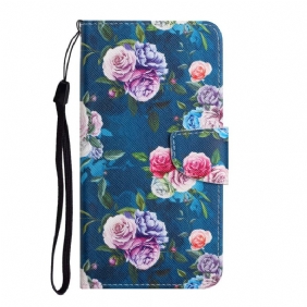 Leren Hoesje voor Xiaomi Redmi 10 Vrijheid Koninklijke Bloemen