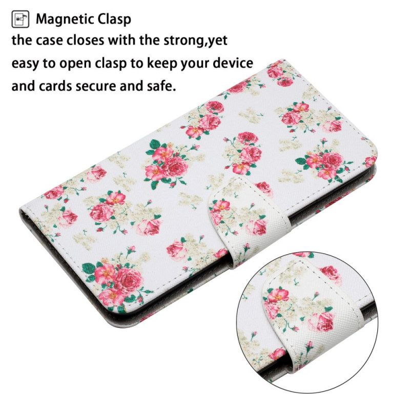 Leren Hoesje voor Xiaomi Redmi 10 Vrijheid Koninklijke Bloemen