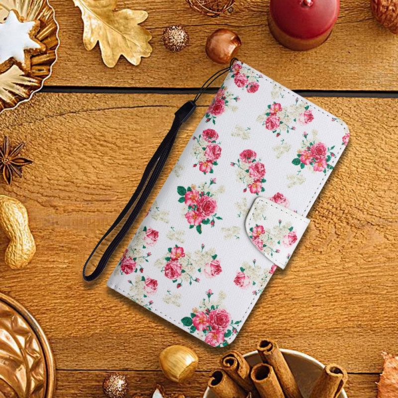 Leren Hoesje voor Xiaomi Redmi 10 Vrijheid Koninklijke Bloemen