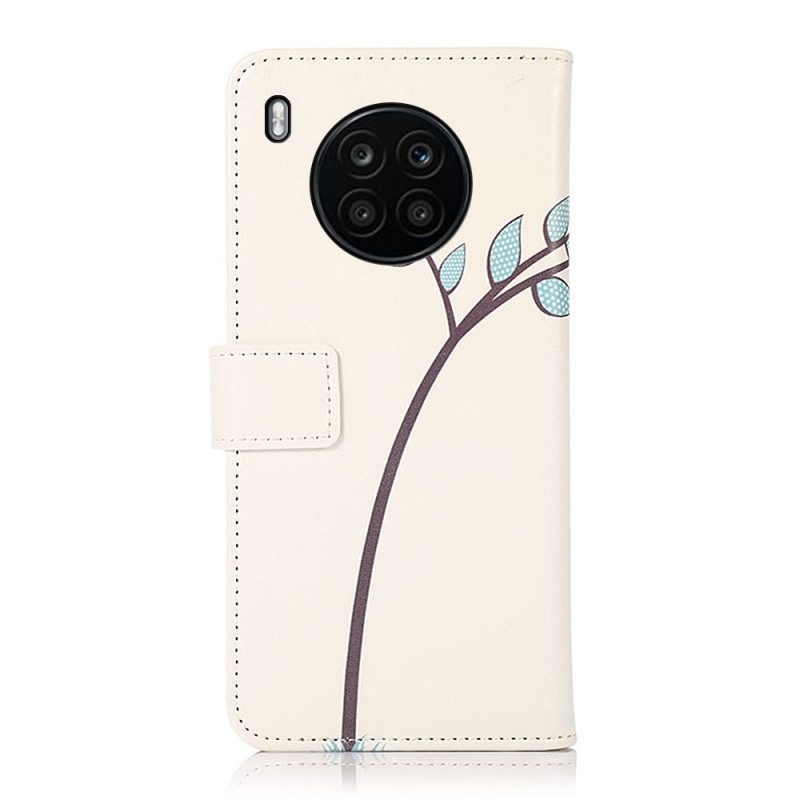 Folio-hoesje voor Honor 50 Lite Pro Split Litchi Lederen Stiksels