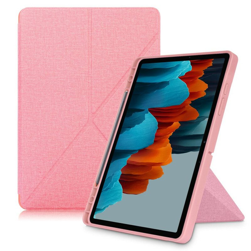 Bescherming Hoesje voor Samsung Galaxy Tab S7 FE Origami Stof Textuur