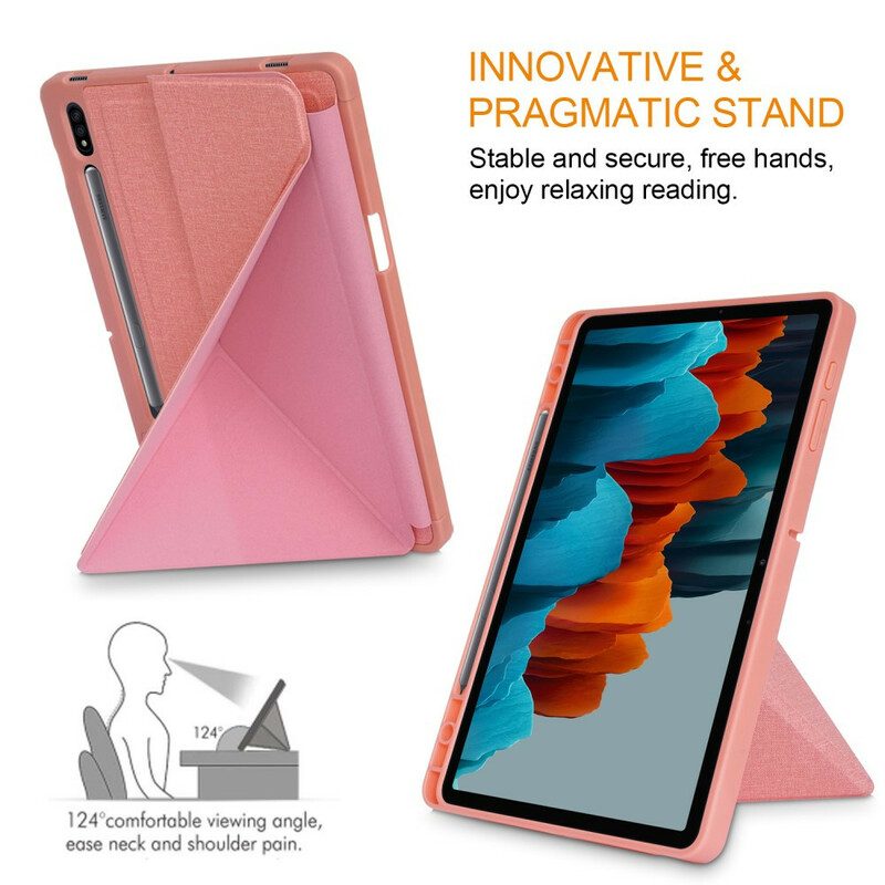 Bescherming Hoesje voor Samsung Galaxy Tab S7 FE Origami Stof Textuur