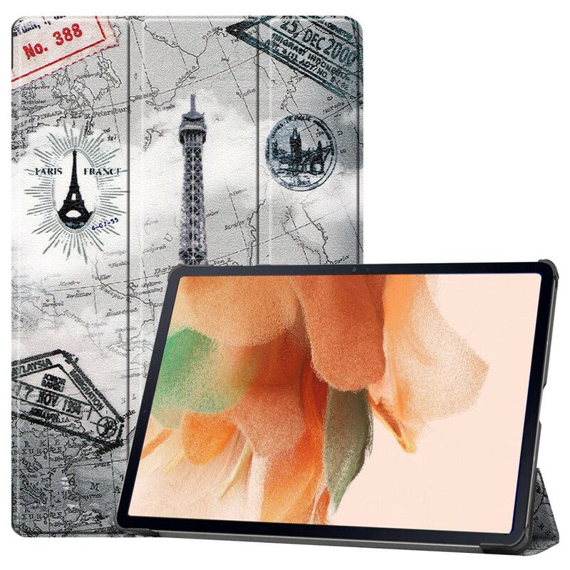 Bescherming Hoesje voor Samsung Galaxy Tab S7 FE Stylushouder Eiffeltoren