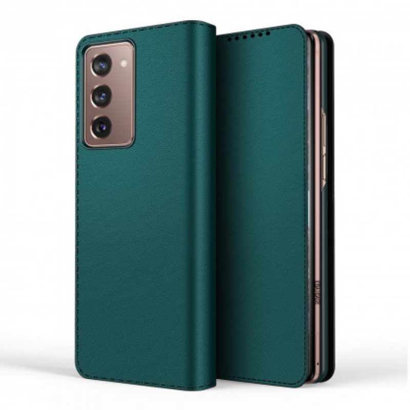 Bescherming Hoesje voor Samsung Galaxy Z Fold 2 Folio-hoesje Echt Leer