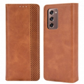 Bescherming Hoesje voor Samsung Galaxy Z Fold 2 Folio-hoesje Gestileerd Leereffect