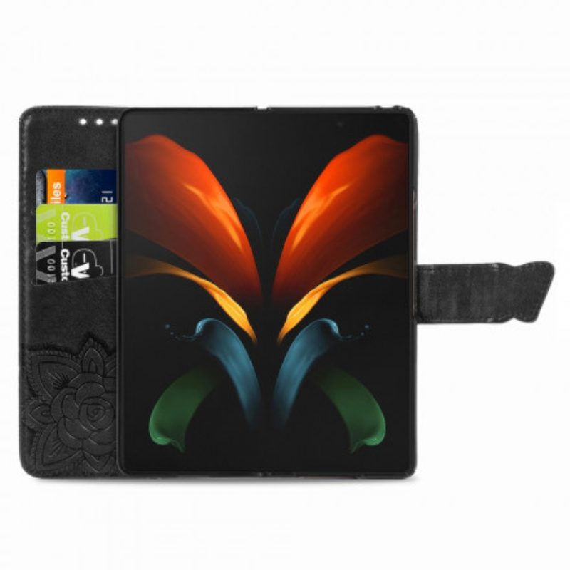 Folio-hoesje voor Samsung Galaxy Z Fold 2 Vlinderontwerp Met Sleutelkoord