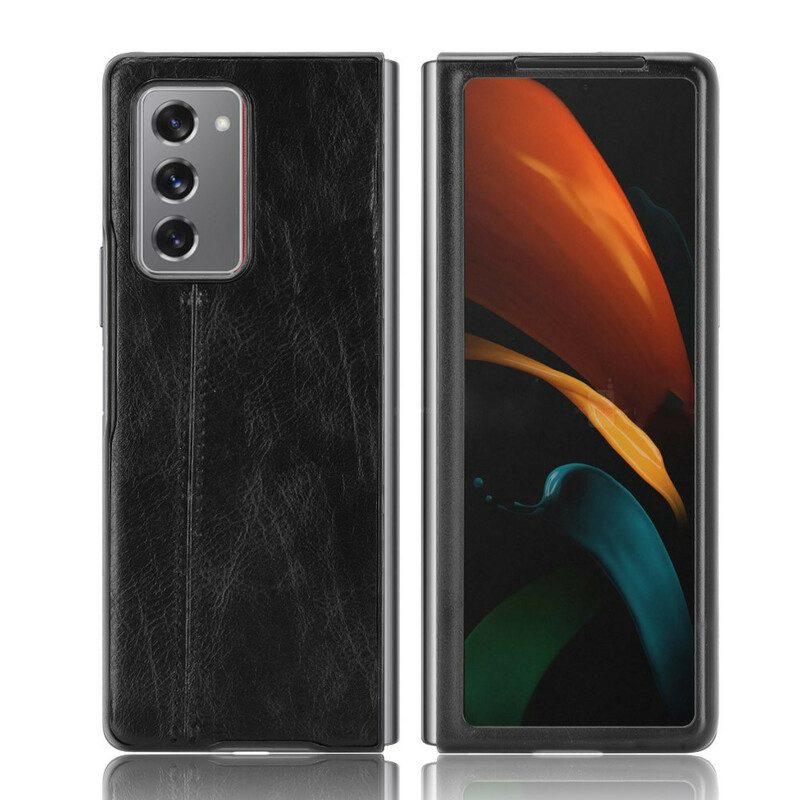 Hoesje voor Samsung Galaxy Z Fold 2 Couture-leereffect