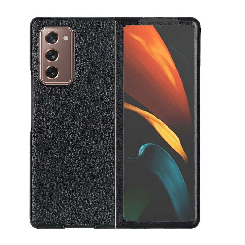 Hoesje voor Samsung Galaxy Z Fold 2 Echt Getextureerd Litchi-leer