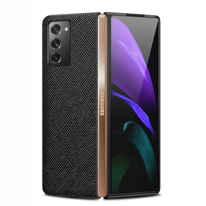 Hoesje voor Samsung Galaxy Z Fold 2 Getextureerd Echt Leer