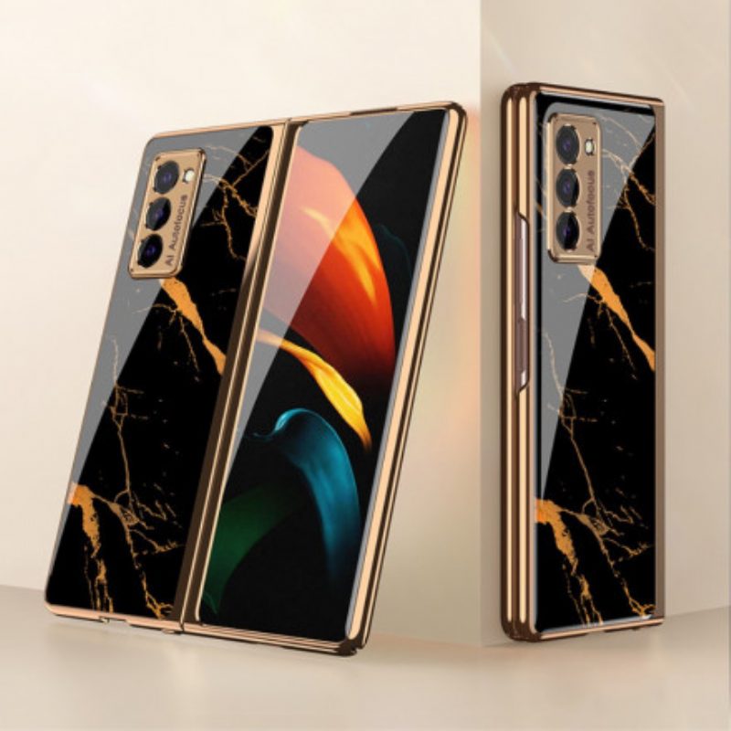 Hoesje voor Samsung Galaxy Z Fold 2 Gkk Marmer Gehard Glas