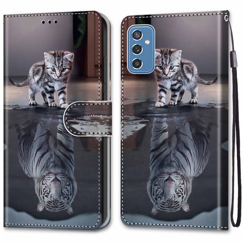 Flip Case voor Samsung Galaxy M52 5G Kat Dagdromen