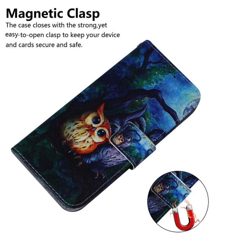 Flip Case voor Samsung Galaxy M52 5G Mysterieuze Uilen