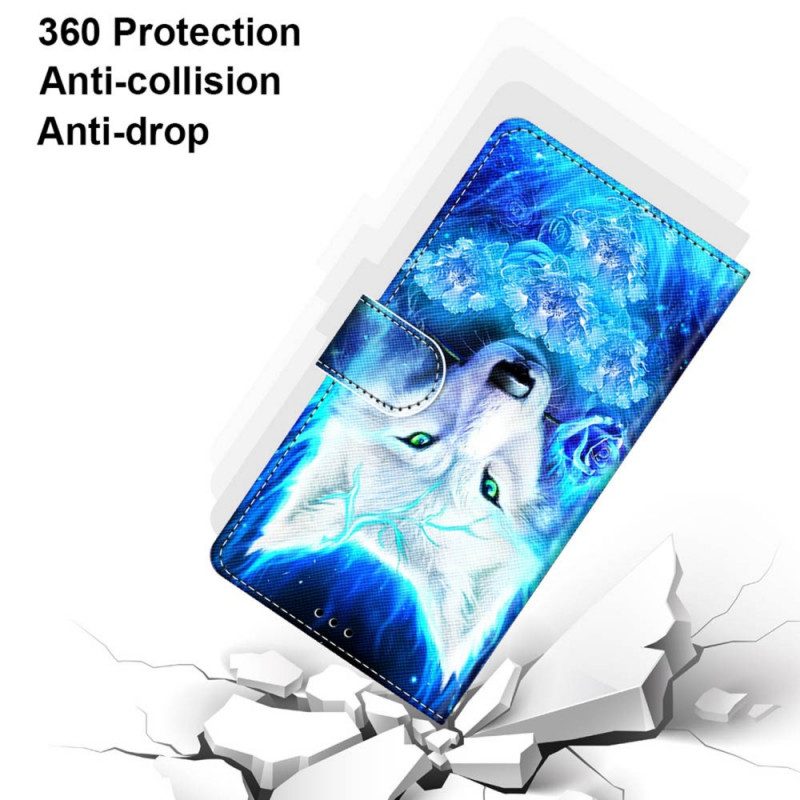 Folio-hoesje voor Samsung Galaxy M52 5G Fluorescerende Wolf