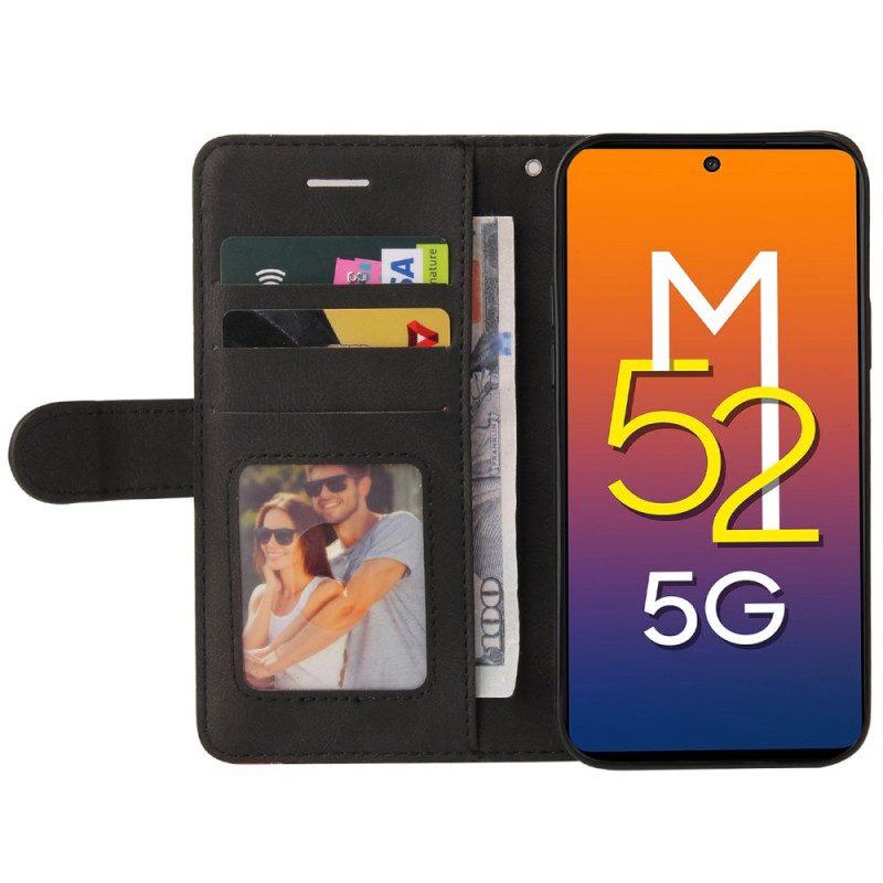 Folio-hoesje voor Samsung Galaxy M52 5G Met Ketting Lanyard Inkt Lijn