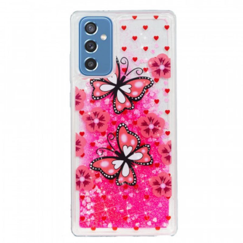 Hoesje voor Samsung Galaxy M52 5G Roze Vlinders