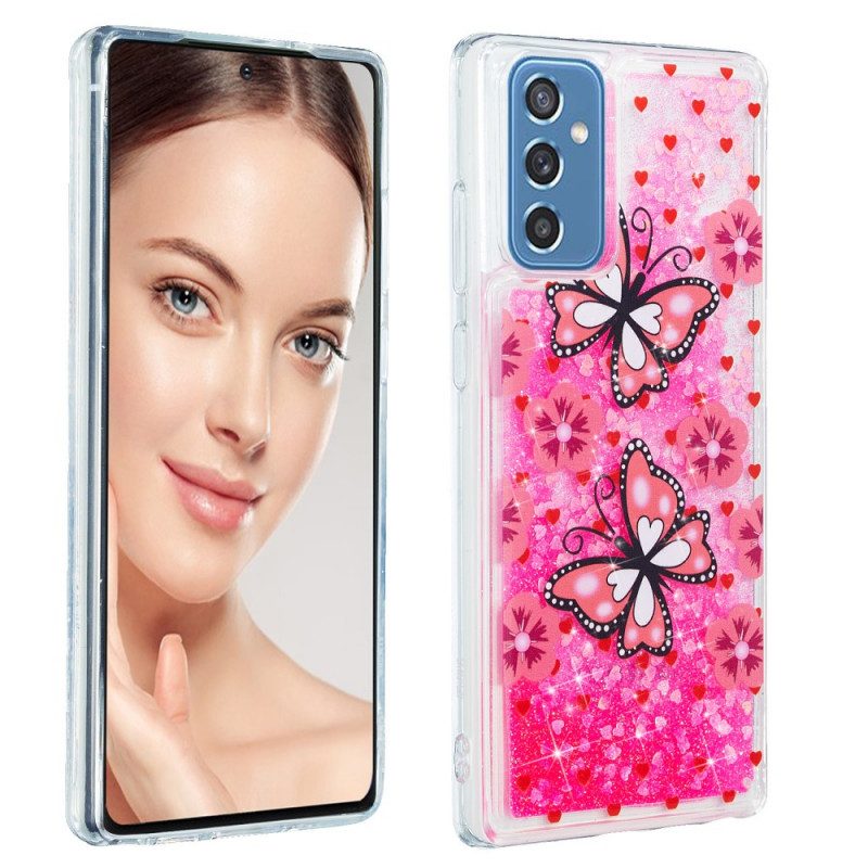 Hoesje voor Samsung Galaxy M52 5G Roze Vlinders