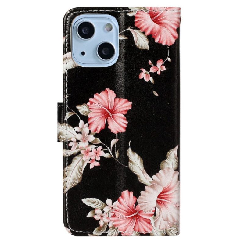 Folio-hoesje voor iPhone 14 Bloemen