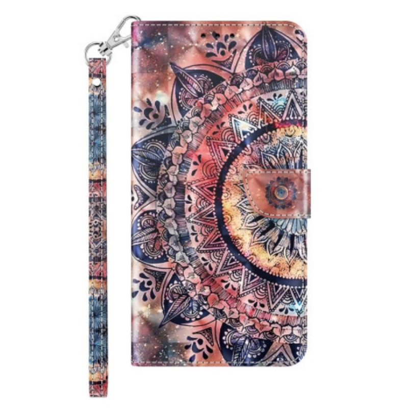 Folio-hoesje voor iPhone 14 Met Ketting Pro Kleurrijke Strappy Mandala