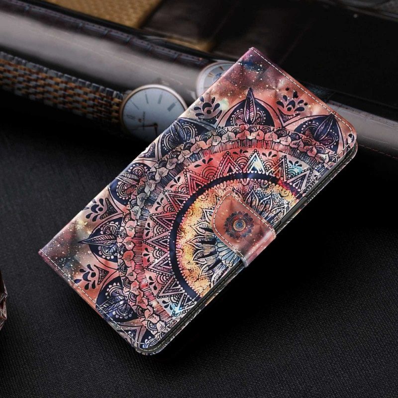 Folio-hoesje voor iPhone 14 Met Ketting Pro Kleurrijke Strappy Mandala