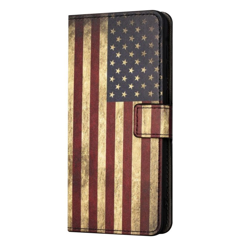 Folio-hoesje voor iPhone 14 Vintage Amerikaanse Vlag