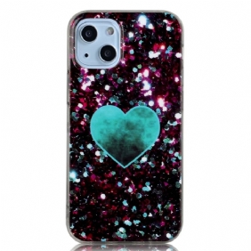 Hoesje voor iPhone 14 Glitter Hart