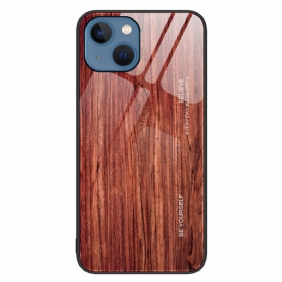 Hoesje voor iPhone 14 Houtdesign Gehard Glas