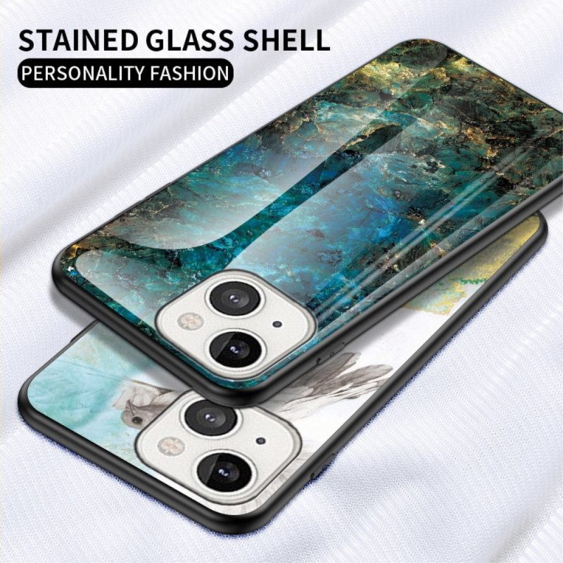 Hoesje voor iPhone 14 Marmer Gehard Glas