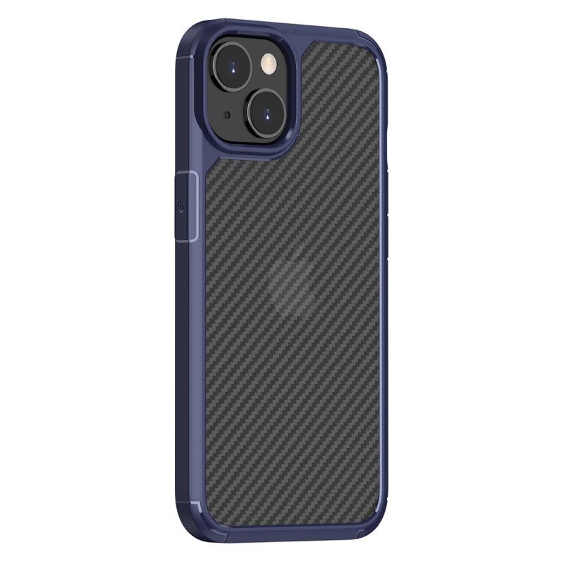 Hoesje voor iPhone 14 Transparante Koolstofvezel