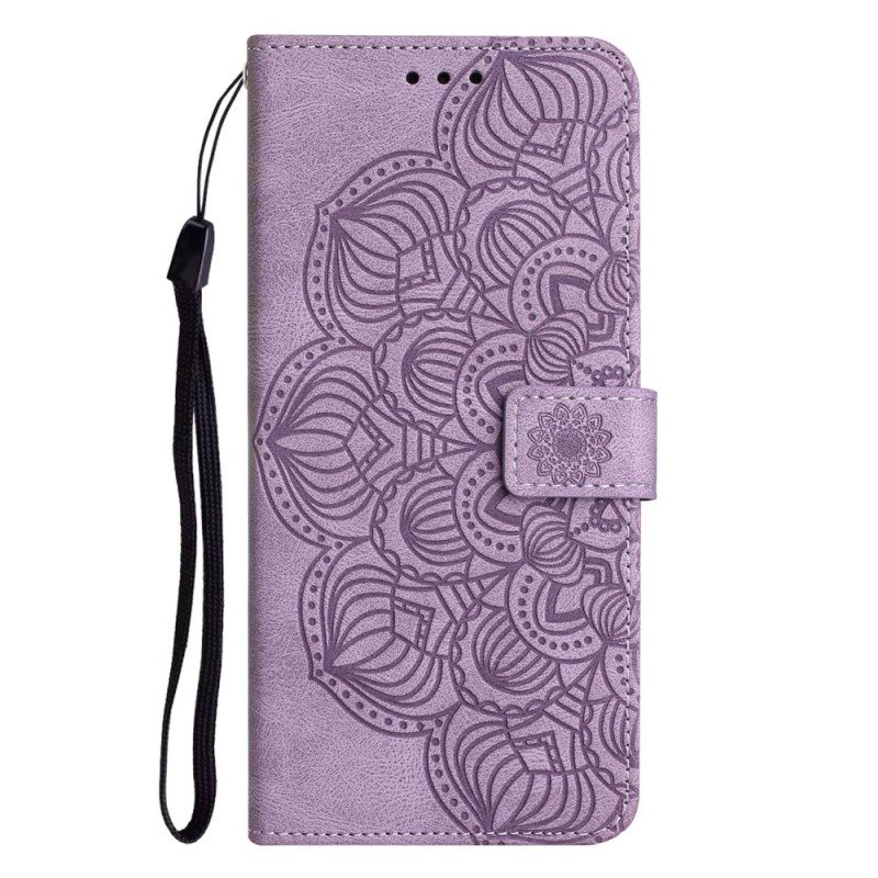 Leren Hoesje voor iPhone 14 Met Ketting Strakke Mandala