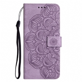 Leren Hoesje voor iPhone 14 Met Ketting Strakke Mandala