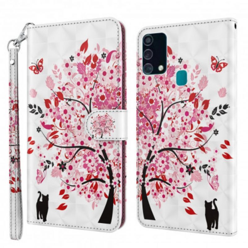 Flip Case voor Samsung Galaxy A32 5G Lichte Vlek Roze Boom