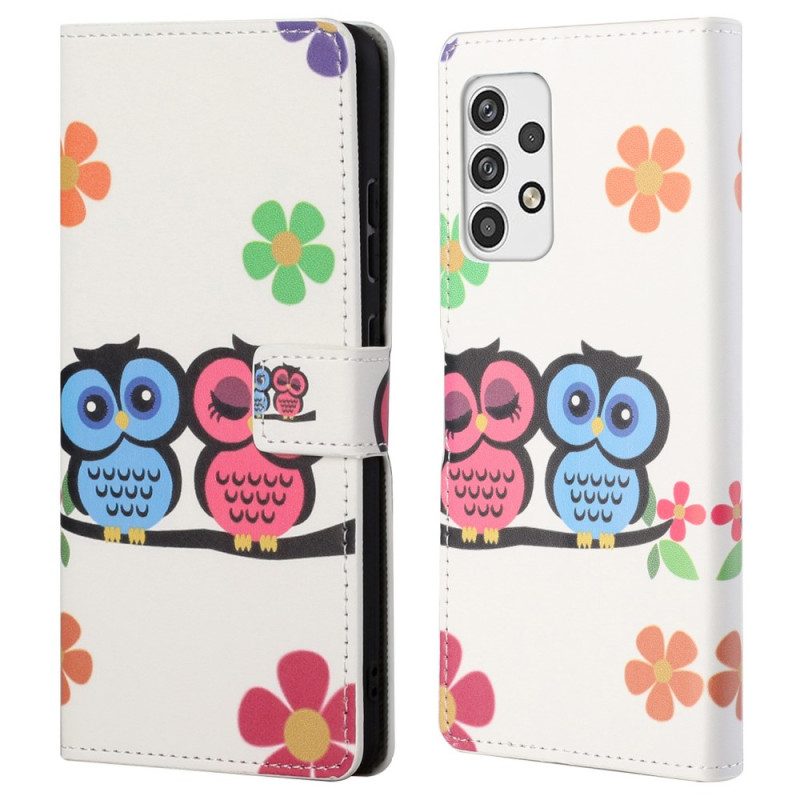 Flip Case voor Samsung Galaxy A32 5G Paar Uilen