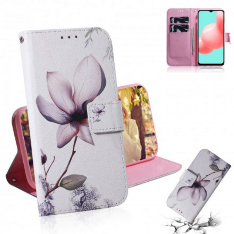 Folio-hoesje voor Samsung Galaxy A32 5G Bloem Stoffig Roze