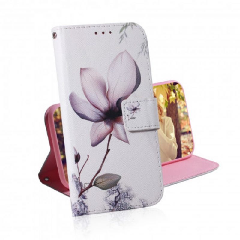 Folio-hoesje voor Samsung Galaxy A32 5G Bloem Stoffig Roze