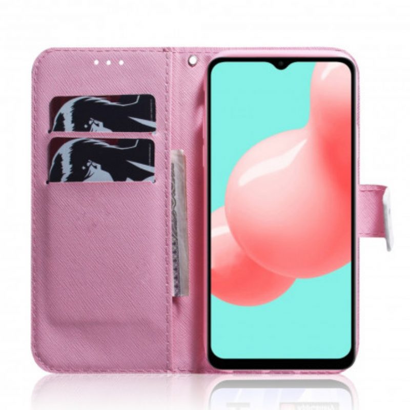 Folio-hoesje voor Samsung Galaxy A32 5G Bloem Stoffig Roze