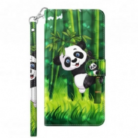 Folio-hoesje voor Samsung Galaxy A32 5G Lichtvlek Panda En Bamboe