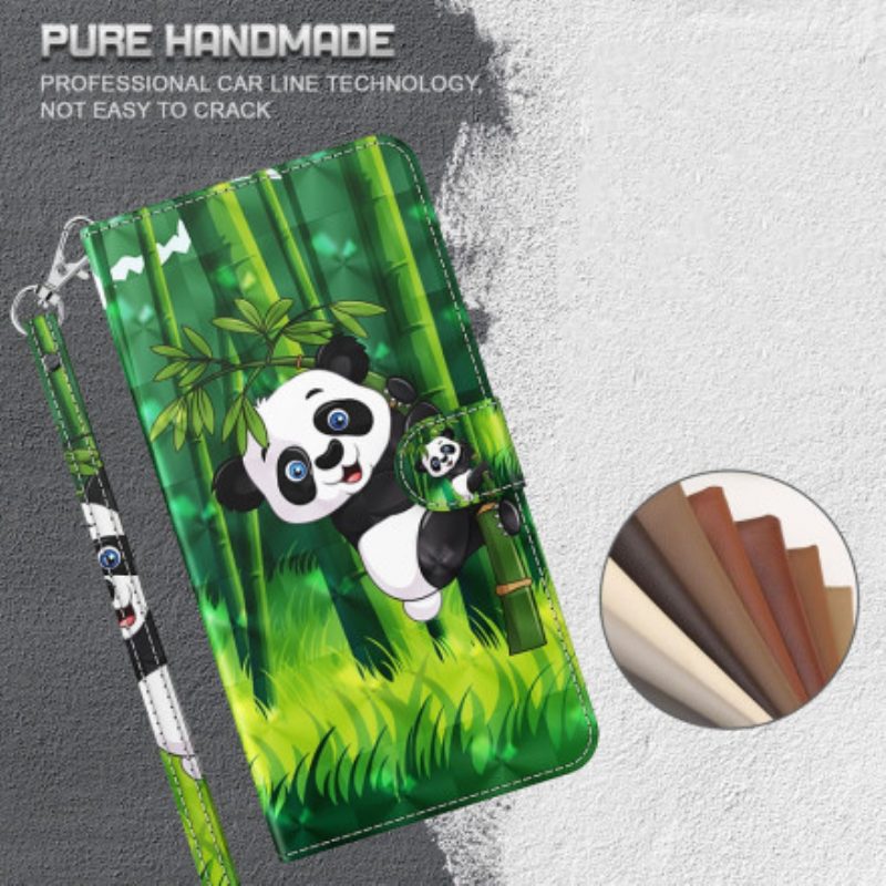 Folio-hoesje voor Samsung Galaxy A32 5G Lichtvlek Panda En Bamboe