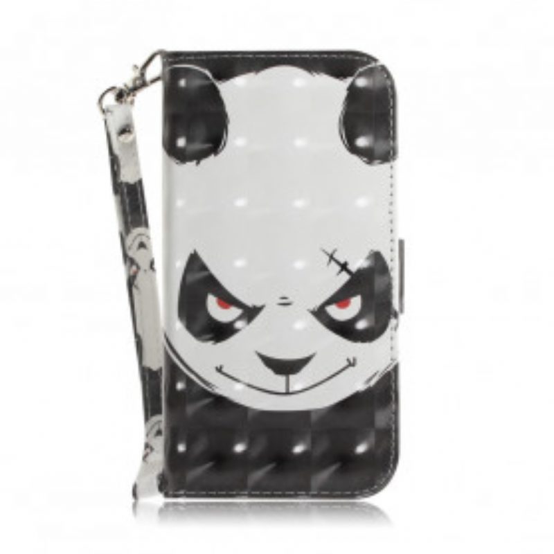 Folio-hoesje voor Samsung Galaxy A32 5G Met Ketting Boze Panda Met Lanyard