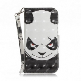 Folio-hoesje voor Samsung Galaxy A32 5G Met Ketting Boze Panda Met Lanyard