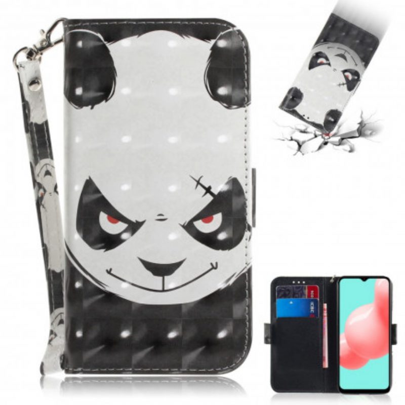 Folio-hoesje voor Samsung Galaxy A32 5G Met Ketting Boze Panda Met Lanyard