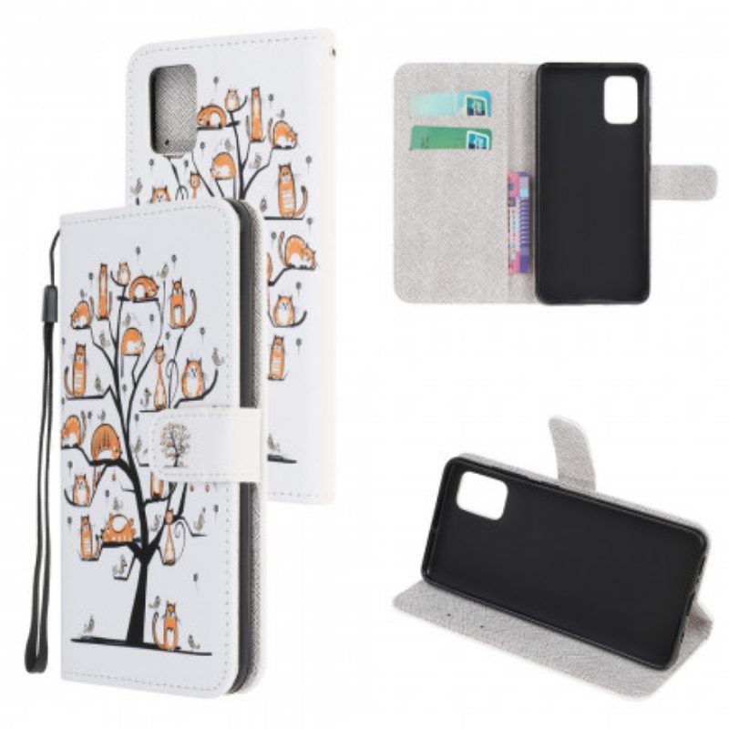 Folio-hoesje voor Samsung Galaxy A32 5G Met Ketting Funky Cats Met Riem