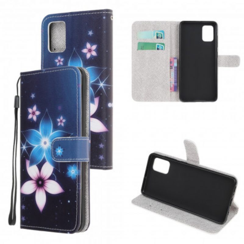 Folio-hoesje voor Samsung Galaxy A32 5G Met Ketting Maanband Bloemen